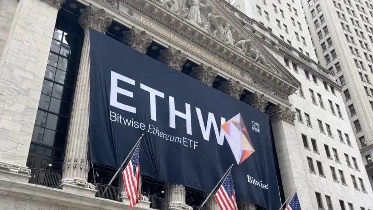 Bitwise hangs banner on NYSE facade to promote spot Ethereum ETF